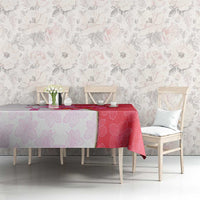 Singapore Tablecloth with Orchid Flower Design and National Flag Motif