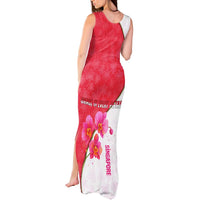 Singapore Tank Maxi Dress with Orchid Flower Design and National Flag Motif