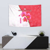 Singapore Tapestry with Orchid Flower Design and National Flag Motif