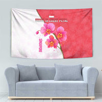 Singapore Tapestry with Orchid Flower Design and National Flag Motif