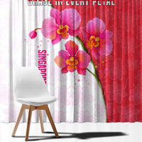 Singapore Window Curtain with Orchid Flower Design and National Flag Motif
