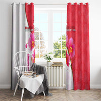 Singapore Window Curtain with Orchid Flower Design and National Flag Motif