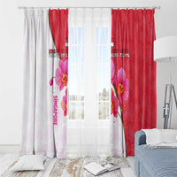 Singapore Window Curtain with Orchid Flower Design and National Flag Motif