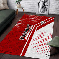 Yemen Football Area Rug with Red and White Flag Design
