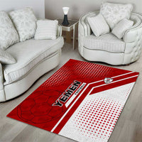 Yemen Football Area Rug with Red and White Flag Design