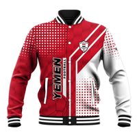 Yemen Football Baseball Jacket with Red and White Flag Design