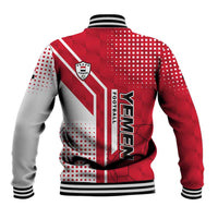 Yemen Football Baseball Jacket with Red and White Flag Design