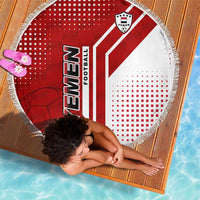 Yemen Football Beach Blanket with Red and White Flag Design
