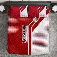 Yemen Football Bedding Set with Red and White Flag Design