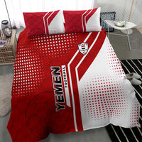 Yemen Football Bedding Set with Red and White Flag Design