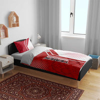 Yemen Football Bedding Set with Red and White Flag Design