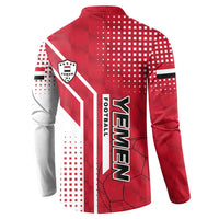 Yemen Football Button Sweatshirt with Red and White Flag Design