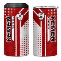 Yemen Football 4 in 1 Can Cooler Tumbler with Red and White Flag Design
