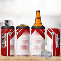 Yemen Football 4 in 1 Can Cooler Tumbler with Red and White Flag Design