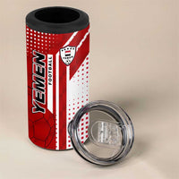Yemen Football 4 in 1 Can Cooler Tumbler with Red and White Flag Design