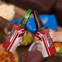 Yemen Football 4 in 1 Can Cooler Tumbler with Red and White Flag Design