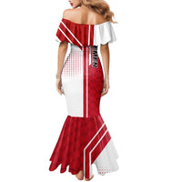 Yemen Football Family Matching Mermaid Dress and Hawaiian Shirt with Red and White Flag Design