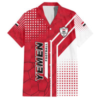 Yemen Football Family Matching Short Sleeve Bodycon Dress and Hawaiian Shirt with Red and White Flag Design