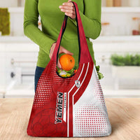 Yemen Football Grocery Bag with Red and White Flag Design