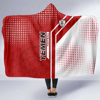 Yemen Football Hooded Blanket with Red and White Flag Design