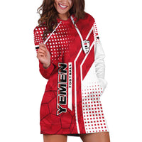 Yemen Football Hoodie Dress with Red and White Flag Design