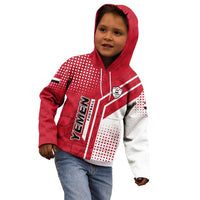 Yemen Football Kid Hoodie with Red and White Flag Design