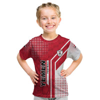 Yemen Football Kid T Shirt with Red and White Flag Design