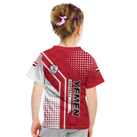 Yemen Football Kid T Shirt with Red and White Flag Design