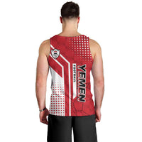 Yemen Football Men Tank Top with Red and White Flag Design