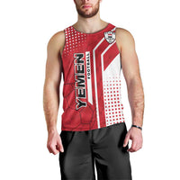 Yemen Football Men Tank Top with Red and White Flag Design