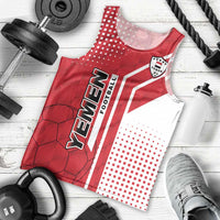Yemen Football Men Tank Top with Red and White Flag Design