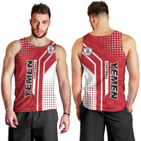 Yemen Football Men Tank Top with Red and White Flag Design