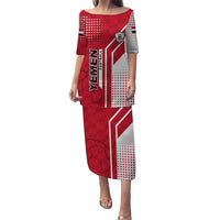 Yemen Football Puletasi with Red and White Flag Design