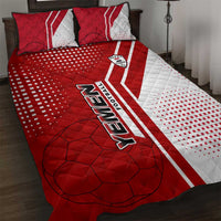 Yemen Football Quilt Bed Set with Red and White Flag Design