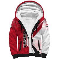 Yemen Football Sherpa Hoodie with Red and White Flag Design