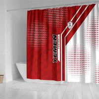 Yemen Football Shower Curtain with Red and White Flag Design