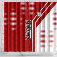 Yemen Football Shower Curtain with Red and White Flag Design