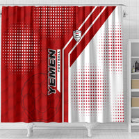 Yemen Football Shower Curtain with Red and White Flag Design