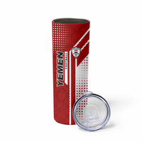 Yemen Football Skinny Tumbler with Red and White Flag Design