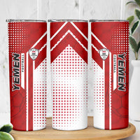 Yemen Football Skinny Tumbler with Red and White Flag Design