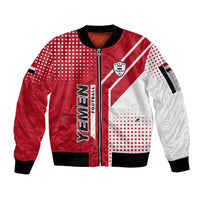 Yemen Football Sleeve Zip Bomber Jacket with Red and White Flag Design