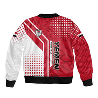 Yemen Football Sleeve Zip Bomber Jacket with Red and White Flag Design