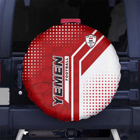 Yemen Football Spare Tire Cover with Red and White Flag Design