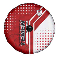 Yemen Football Spare Tire Cover with Red and White Flag Design