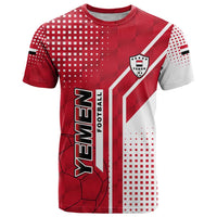 Yemen Football T Shirt with Red and White Flag Design