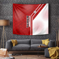 Yemen Football Tapestry with Red and White Flag Design