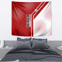 Yemen Football Tapestry with Red and White Flag Design