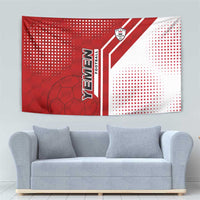 Yemen Football Tapestry with Red and White Flag Design