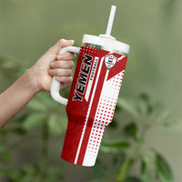 Yemen Football Tumbler With Handle with Red and White Flag Design