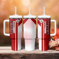 Yemen Football Tumbler With Handle with Red and White Flag Design